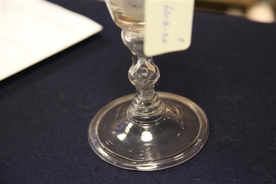 Continental double hour glass stem goblet, 18thC (-)